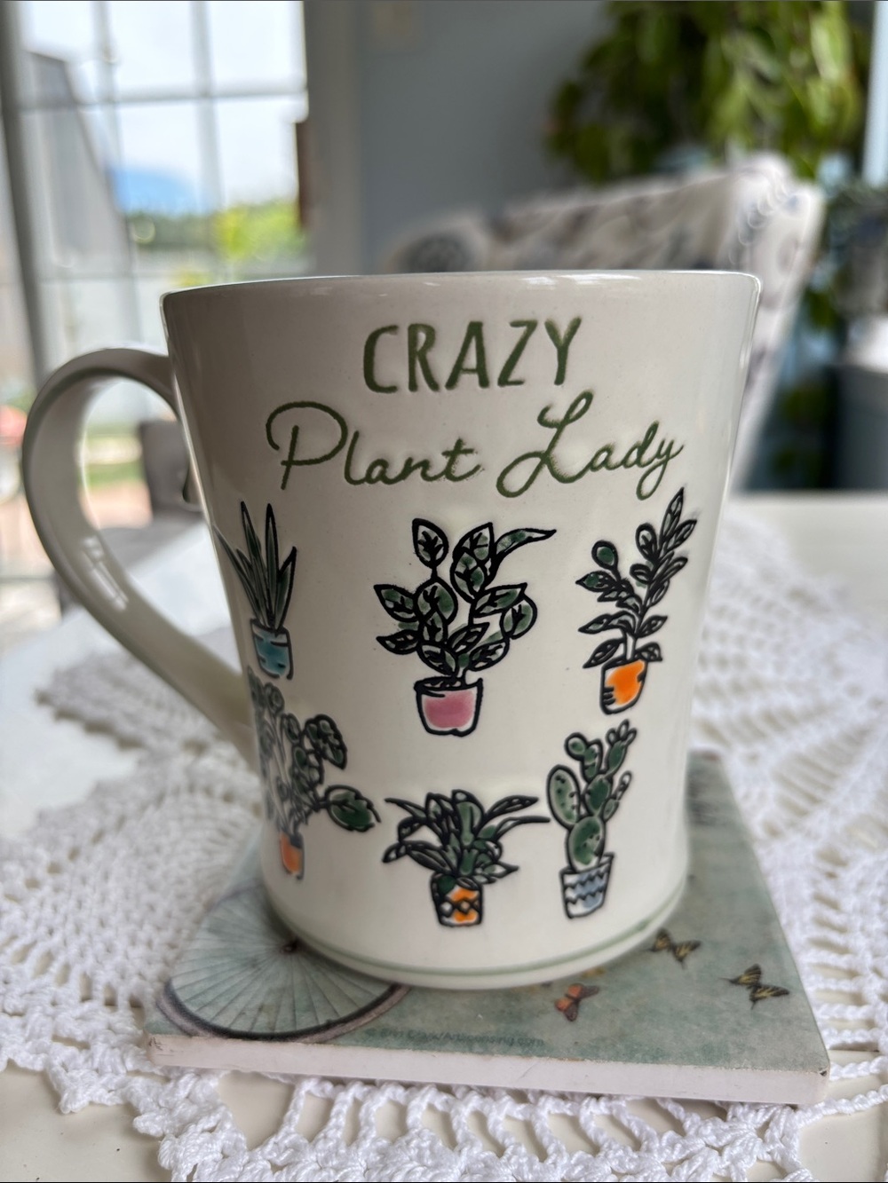 Crazy Plant Lady Ceramic Mug - Green & White